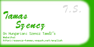 tamas szencz business card